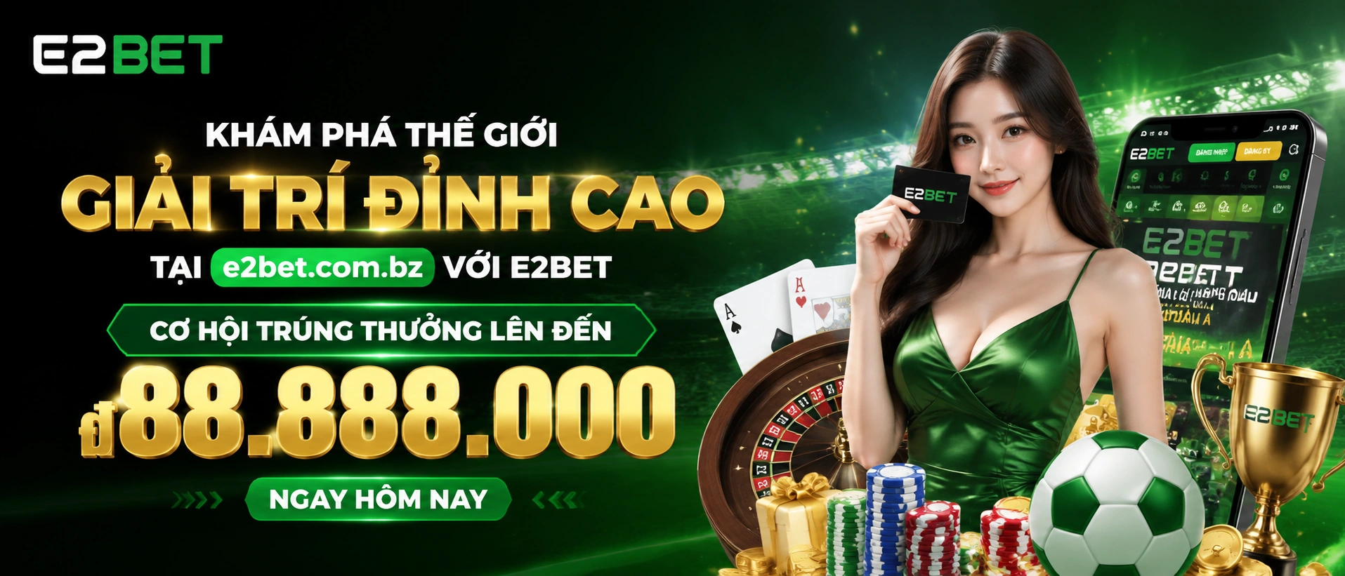 Giao diện e2bet Việt Nam trên banner 1